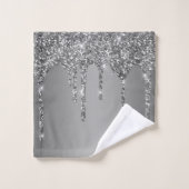 Zilveren Glitterdruppels Chic Bad Handdoek (Wasdoekje)