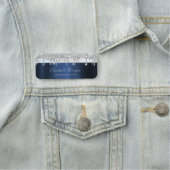 Zilveren Glitterdruppels Navyblauw Naamplaatje (In situ)