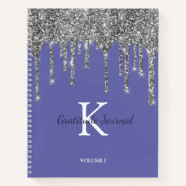 Zilveren Glitterdruppels Periwinkle Dankbaarheidsj Notitieboek