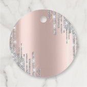 Zilveren Glitterdruppels Roze Goud 80ste Bedankjes Labels (Achterkant)