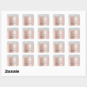 Zilveren Glitterdruppels Roze Gouden Ombre Schaduw Vierkante Sticker (Vel)