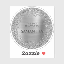 Zilveren Glitterende Folie Dit Boek Behoort Aan Ci Sticker