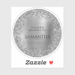Zilveren Glitterende Folie Dit Boek Behoort Aan Ci Sticker