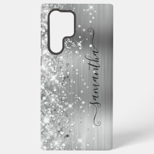Zilveren Glitterende Folie Vrouwelijke Handtekenin Samsung Galaxy Hoesje