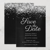Zilveren Glitterende Glans Zwart Ombre Folie Save The Date (Voorkant / Achterkant)