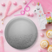 Zilveren Glitterende Sweet 16 Verjaardagsfeestje Papieren Bordje (Feest)