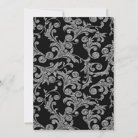 Zilveren Glitterkrullen Diamanten Huwelijksjubileu Kaart (Achterkant)