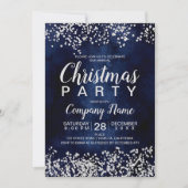 Zilveren glitternavy blauw corporate kerstfeest kaart (Voorkant)