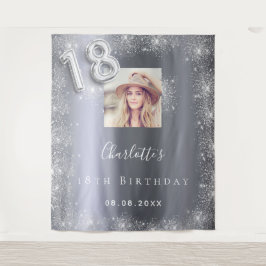 Zilveren glitterpoeder welkom op je 18e verjaardag wandkleed