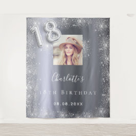 Zilveren glitterpoeder welkom voor 18e verjaardag  wandkleed