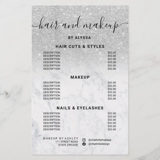 Zilveren glitterprijzen logo marmer We zijn open Flyer (Achterkant)