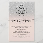 Zilveren glitterprijzen logo roze We zijn open Flyer (Voorkant)