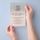 Zilveren glitterprijzen logo roze We zijn open Flyer (Hand)