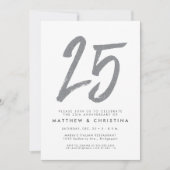 Zilveren glitters 25e jubileum feest uitnodiging (Voorkant)