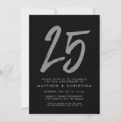 Zilveren glitters 25e jubileumfeest uitnodiging (Voorkant)