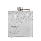 Zilveren glitters beste vrienden monogram heupfles (Achterkant)