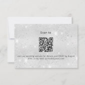 Zilveren glitters bruiloft website RSVP QR code Kaartje (Achterkant)