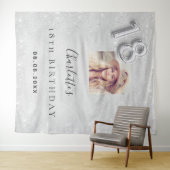 Zilveren glitters foto welkom 18e verjaardag wandkleed (In Situ (horizontaal))