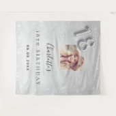 Zilveren glitters foto welkom 18e verjaardag wandkleed (Voorkant (horizontaal))