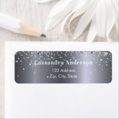 Zilveren glitters glamoureuze retouradres etiket (Insitu)