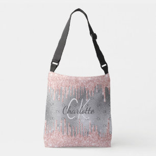 Zilveren glitters glinsteren elegant monogram crossbody tas