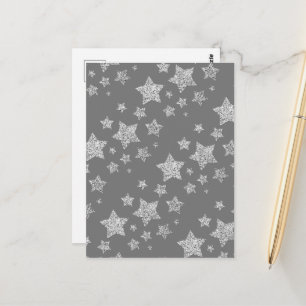 Zilveren glitters glinsteren sterrenpatroon lichtg briefkaart
