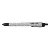 Zilveren glitters glinsteren zwart wit Personalise Zwarte Inkt Pen (Bodem)