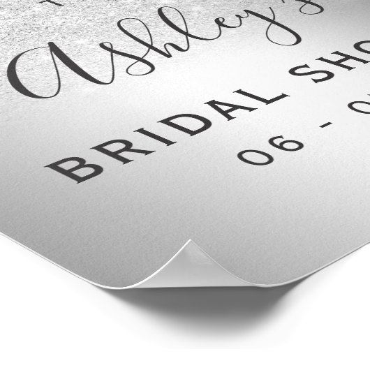 Zilveren glitters ombre folie bruidsfeest welkom poster (Hoek)