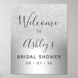 Zilveren glitters ombre folie bruiloft feest verwe poster