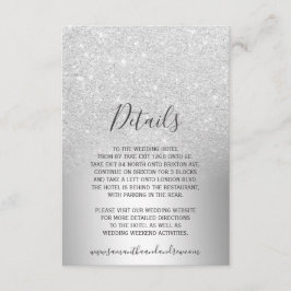 Zilveren glitters ombre metalen folie details informatiekaartje