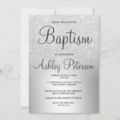 Zilveren glitters ombre metalen folie doop kaart (Voorkant)