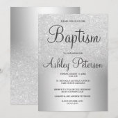 Zilveren glitters ombre metalen folie doop kaart (Voorkant / Achterkant)