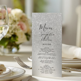Zilveren glitters ombre metalen folie huwelijksmen menu