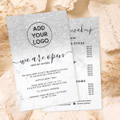 Zilveren glitters prijzen logo marmer We zijn open Flyer