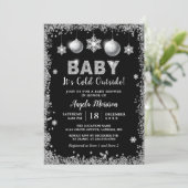 Zilveren glitters Snowflakes Baby Het is koud buit Kaart (Staand voorkant)