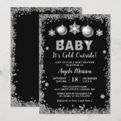 Zilveren glitters Snowflakes Baby Het is koud buit Kaart (Voorkant / Achterkant)