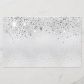 Zilveren glitters verjaardags save the date kaart (Achterkant)