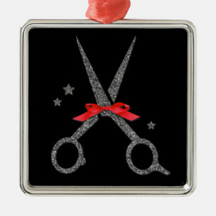 Zilveren glitterschaar - Haardisser stylist me Metalen Ornament