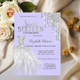 Zilveren glitterschijven, Dress Light Paars Sweet  Kaart