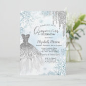 Zilveren glitterschijven, Dress Snowflakes Kaart (Staand voorkant)