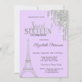 Zilveren glitterschijven, Eiffeltoren, gezoet 16 I Kaart (Voorkant)