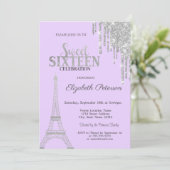 Zilveren glitterschijven, Eiffeltoren, gezoet 16 I Kaart (Staand voorkant)