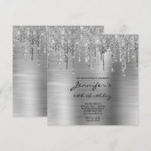 Zilveren glitterschijven en Folie 60e verjaardag Kaart (Voorkant / Achterkant)