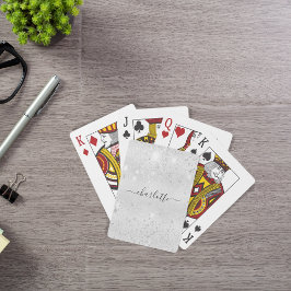 Zilveren glitterscript met monogram pokerkaarten