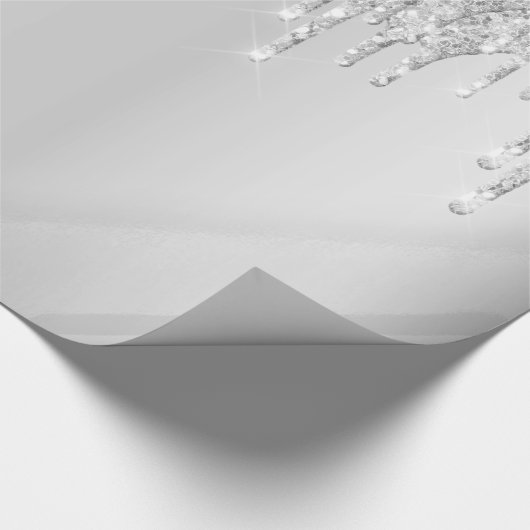 Zilveren glitterslierten glinster verjaardag cadeaupapier (Hoek)