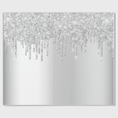 Zilveren glitterslierten glinster verjaardag cadeaupapier (Vlak)
