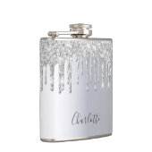 Zilveren glitterslierten met glinsterend monogram  heupfles (Rechts)