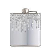 Zilveren glitterslierten met glinsterend monogram  heupfles (Achterkant)