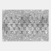 Zilveren glitterslijpsels metalen monogram inpakpapier vel (Voorkant)
