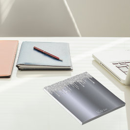 Zilveren glittersluier naam notitieblok